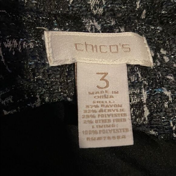 Chico's Gray Metallic Fringe Boucle Jacket 3/L - Picture 13 of 16